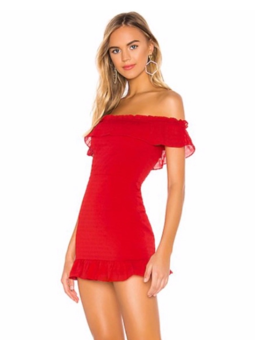 superdown Jennifer Ruffle Mini Dress in Red - Picture 2 of 6